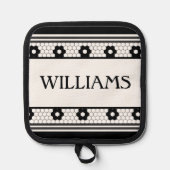 姓白黒タイルデザインカスタム贈り物 鍋敷き (正面)