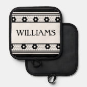 姓白黒タイルデザインカスタム贈り物 鍋敷き (正面/裏面)