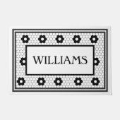 姓白黒タイルデザイン カスタム ドアマット (正面)