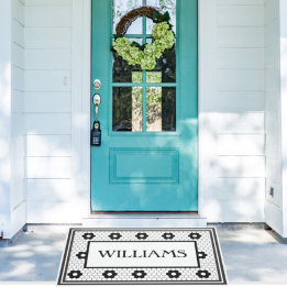 姓白黒タイルデザイン カスタム ドアマット