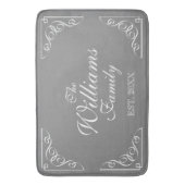 姓米国東部標準時刻。 エレガントな渦巻の灰色のバス・マット バスマット (正面縦)