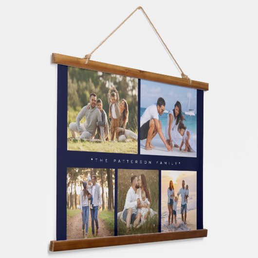 姓5フォトコラージュシンプルモダン 吊り下げ型タペストリー (傾斜あり)