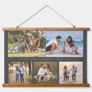 姓5フォトコラージュシンプルモダン 吊り下げ型タペストリー