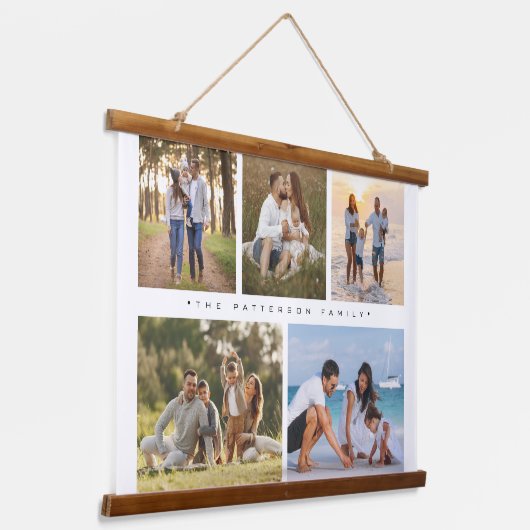 姓5フォトコラージュシンプルモダン 吊り下げ型タペストリー (傾斜あり)