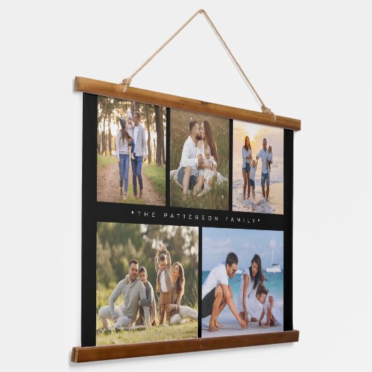 姓5フォトコラージュシンプルモダン 吊り下げ型タペストリー (傾斜あり)
