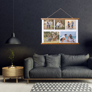 姓5フォトコラージュシンプルモダン 吊り下げ型タペストリー