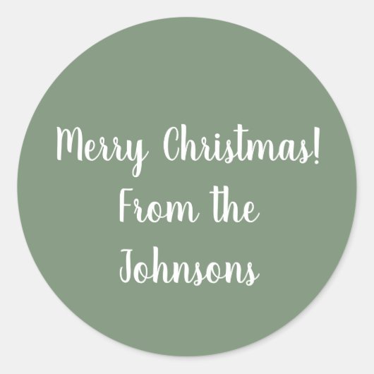 姓 | オーダーメイドのセージグリーン クリスマスを楽しんで ラウンドシール (正面)