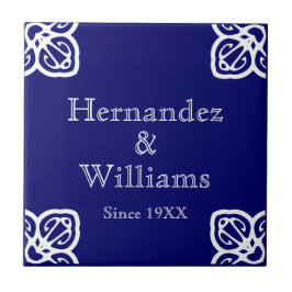 姓-青のスペインのな白 タイル