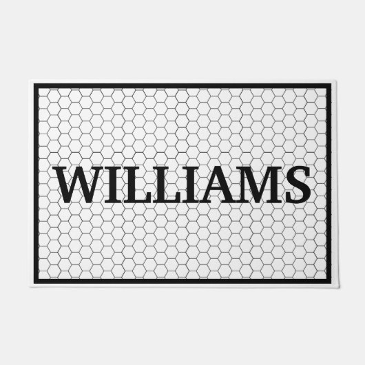 姓（黒と白） 16進タイル形式 ドアマット (正面)
