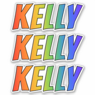 姓「KELLY」 (おもしろいレインボーカラーリング付き) シール