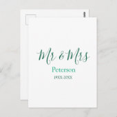 「姓」Mr. & Mrs. 結婚式の年 ポストカード (正面/裏面)