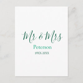 「姓」Mr. & Mrs. 結婚式の年 ポストカード