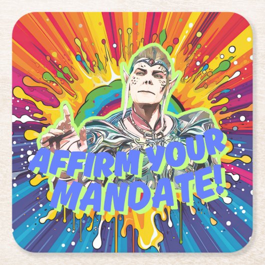 委任状を確認する スクエアペーパーコースター (正面)