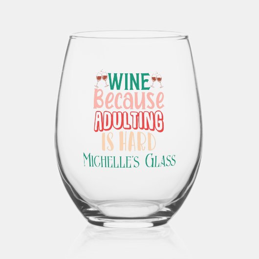 姦淫が懸命だからねパーソナライズされた ステムなしワイングラス (正面)