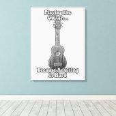 姦淫遊は懸命だからギターだ。B & W キャンバスプリント (インサイチュ (ウッドフロア))