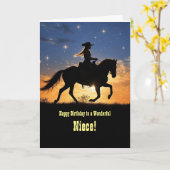 姪その他の関係ハッピーバースデー女性のカーボーイ カード (黄色い花)