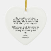 姪っ子のおばさんからのキュートおばさんプレゼントおばさんクリスマス セラミックオーナメント (正面)