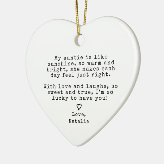 姪っ子のおばさんからのキュートおばさんプレゼントおばさんクリスマス セラミックオーナメント (左)