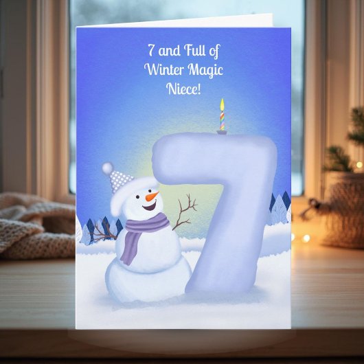 姪っ子の7歳誕生日 スノーマン カード