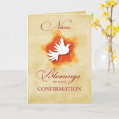 姪っ子，確認祝い恵み鳩 カード (黄色い花)