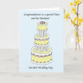 姪とその夫の結婚式の祝いメッセージ カード (黄色い花)