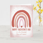 姪と夫のバレンタインデー色彩の鮮やかンソフトピンク カード (黄色い花)