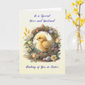 姪と夫の復活祭のシックでグレープヴィンリース カード (黄色い花)