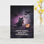 姪と夫の甥の義理ハロウィーンかわいい カード (黄色い花)