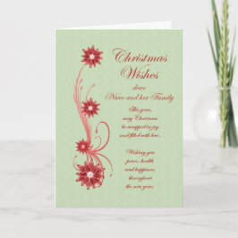 姪と家族のクリスマススクロールと花 シーズンカード