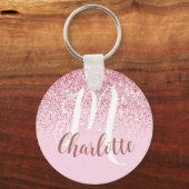 姪のためのギフト赤面ピンクグリッタースパークル キーホルダー (正面)