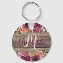 姪のためのギフトBurgundyフローラバラ金ゴールド キーホルダー