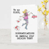 姪のためのドライビングテストおめでとうカード カード (黄色い花)