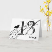 姪のための13歳の誕生日、黒い蝶、文字。 カード (黄色い花)