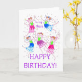 姪のための「妖精」誕生日カード カード (黄色い花)