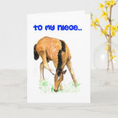 姪のための「子馬」のバースデー・カード カード (黄色い花)