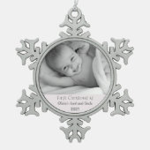 姪のクリスマスおばさん伯父 スノーフレークピューターオーナメント (正面)