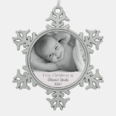 姪のクリスマスの叔父の写真 スノーフレークピューターオーナメント (正面)