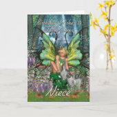 姪のバースデー・カード-アンゼリカのファンタジーの森林Fa カード (黄色い花)