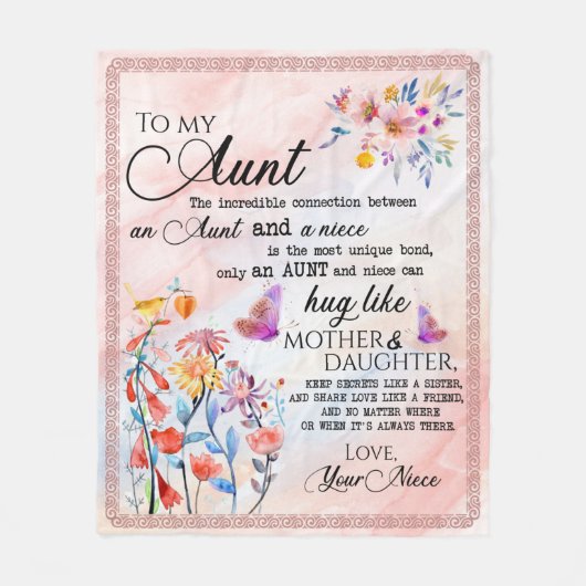 姪のパーソナライズされた叔母に フリースブランケット (正面)