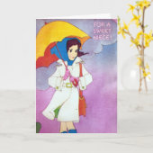 姪のヴィンテージ誕生日カード カード (黄色い花)