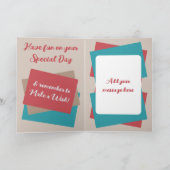 姪の写真名レッドターコイズ誕生日 カード (内部)