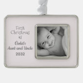 姪の名前の写真からクリスマスおばさん1位 シルバープレートフレームオーナメント (正面)