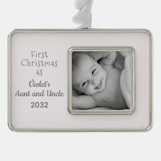 姪の名前の写真からクリスマスおばさん1位 シルバープレートフレームオーナメント (正面)