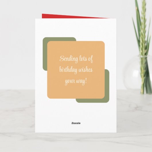 姪の名前を追加する写真赤い黄色の誕生日 カード (裏面)