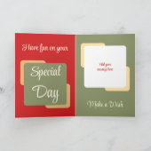 姪の名前を追加する写真赤い黄色の誕生日 カード (内部)