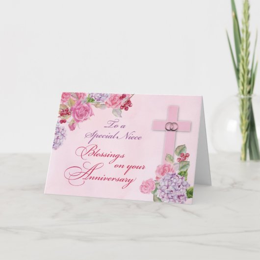姪の宗教的結婚記念日リングクロス カード (正面)