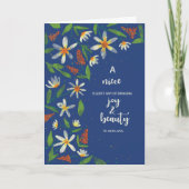 姪の宗教誕生日デイジーと野花 カード (正面)