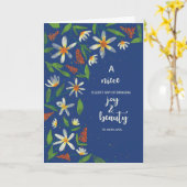 姪の宗教誕生日デイジーと野花 カード (黄色い花)