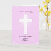 姪の洗礼式、輝く十字架 カード (黄色い花)