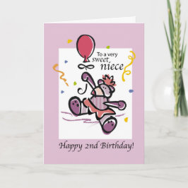 姪の第2誕生日くまの気球 カード